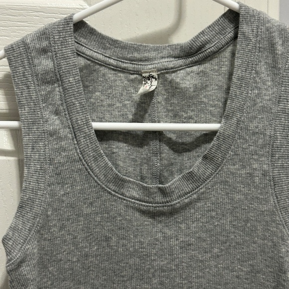 Women's Free People 3/4 Crop Gray Ribbed Tank - XS - Picture 3 of 8